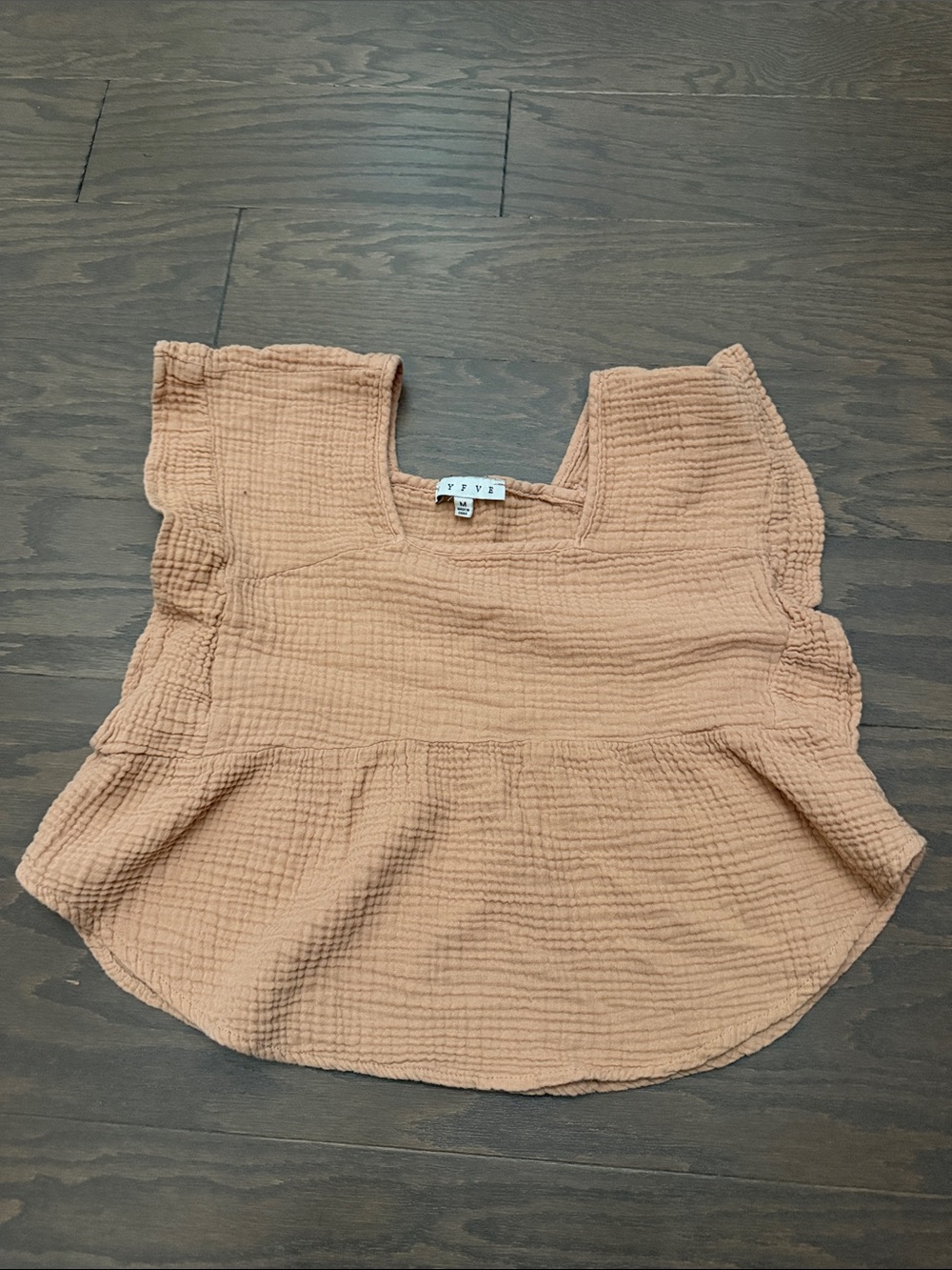 HYFVE Gauze Peplum Tunic in Dusty Peach